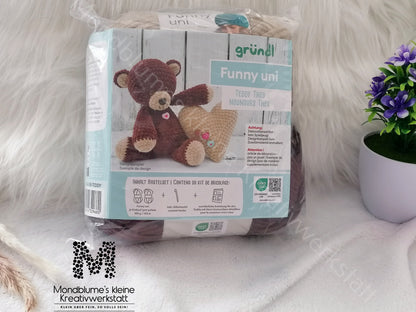 Gründl Funny Uni Häkelset Teddy Theo | Chenille-Garn 25cm