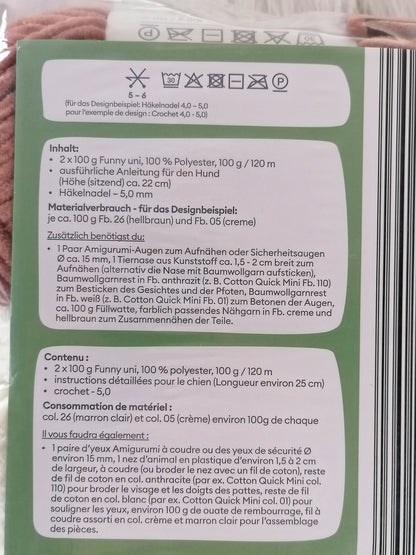 Gründl Funny Uni Häkelset Hund Benni | Chenille-Garn 25cm