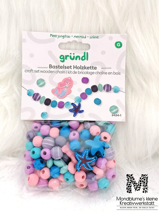 Bastelset Holzkette Meerjungfrau | Kreativ-Set für Kinder