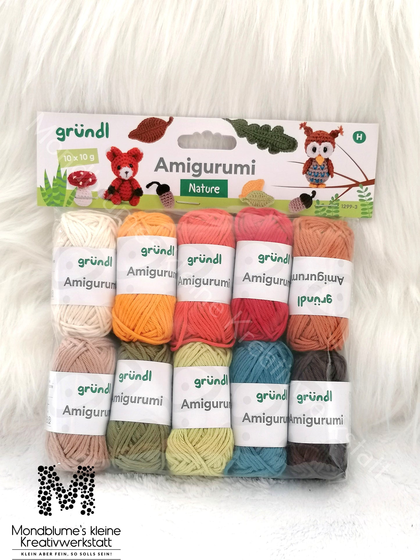 Gründl Amigurumi Nature | 10 Naturtöne Baumwolle Häkelgarn Set