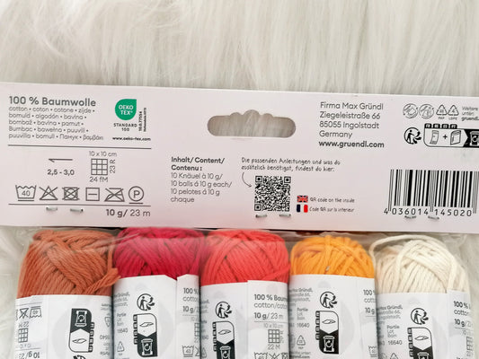 Gründl Amigurumi Nature | 10 Naturtöne Baumwolle Häkelgarn Set
