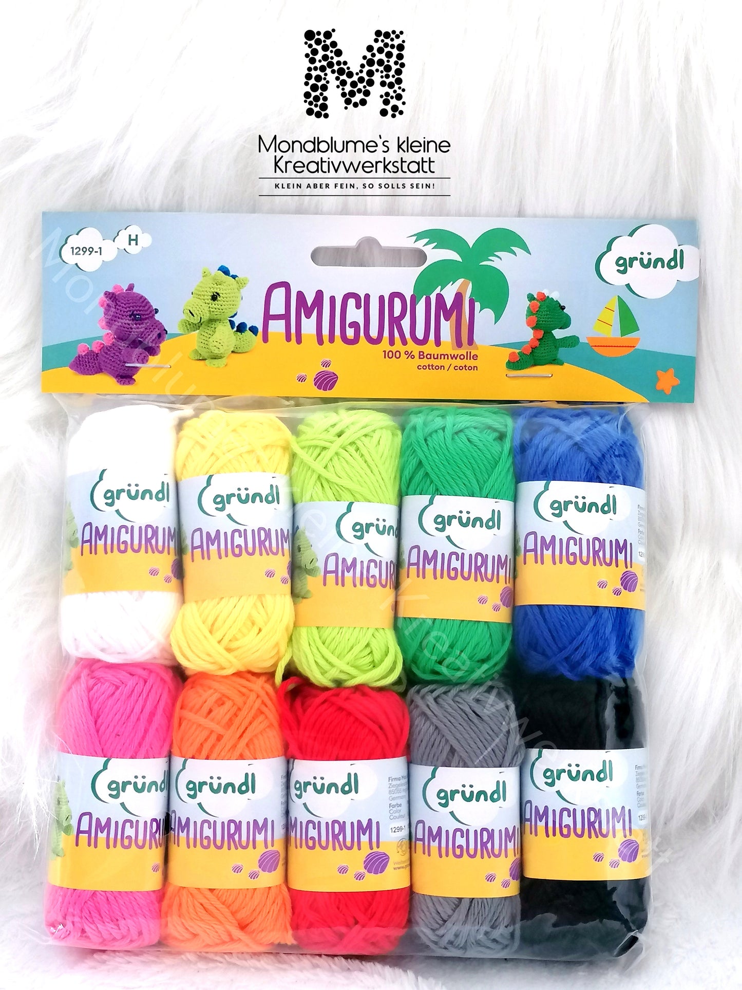 Gründl Amigurumi Happy | 10 Farben Baumwolle Häkelgarn Set