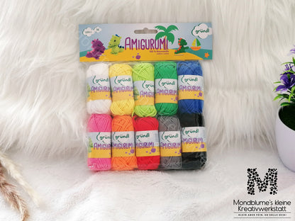 Gründl Amigurumi Happy | 10 Farben Baumwolle Häkelgarn Set