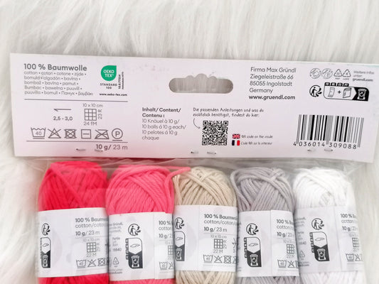 Gründl Amigurumi Maritime | 10 Farben Baumwolle Häkelgarn Set