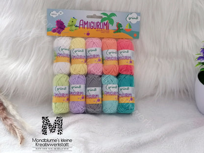 Gründl Amigurumi Candy | 10 Farben Baumwolle Häkelgarn Set