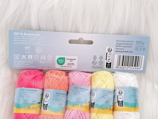 Gründl Amigurumi Candy | 10 Farben Baumwolle Häkelgarn Set