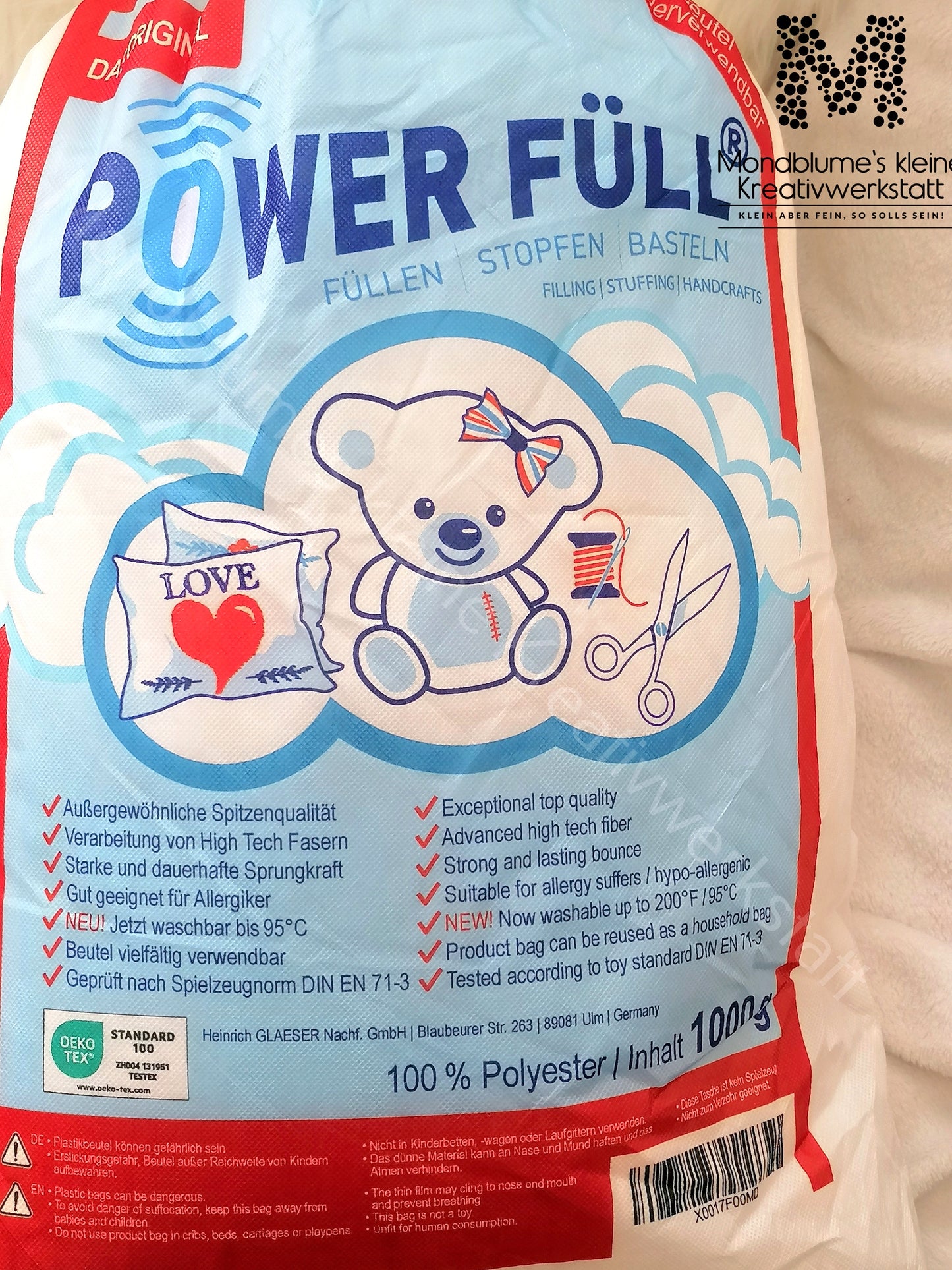 Power Füll Füllwatte 1000g | OEKO-TEX Polyester waschbar