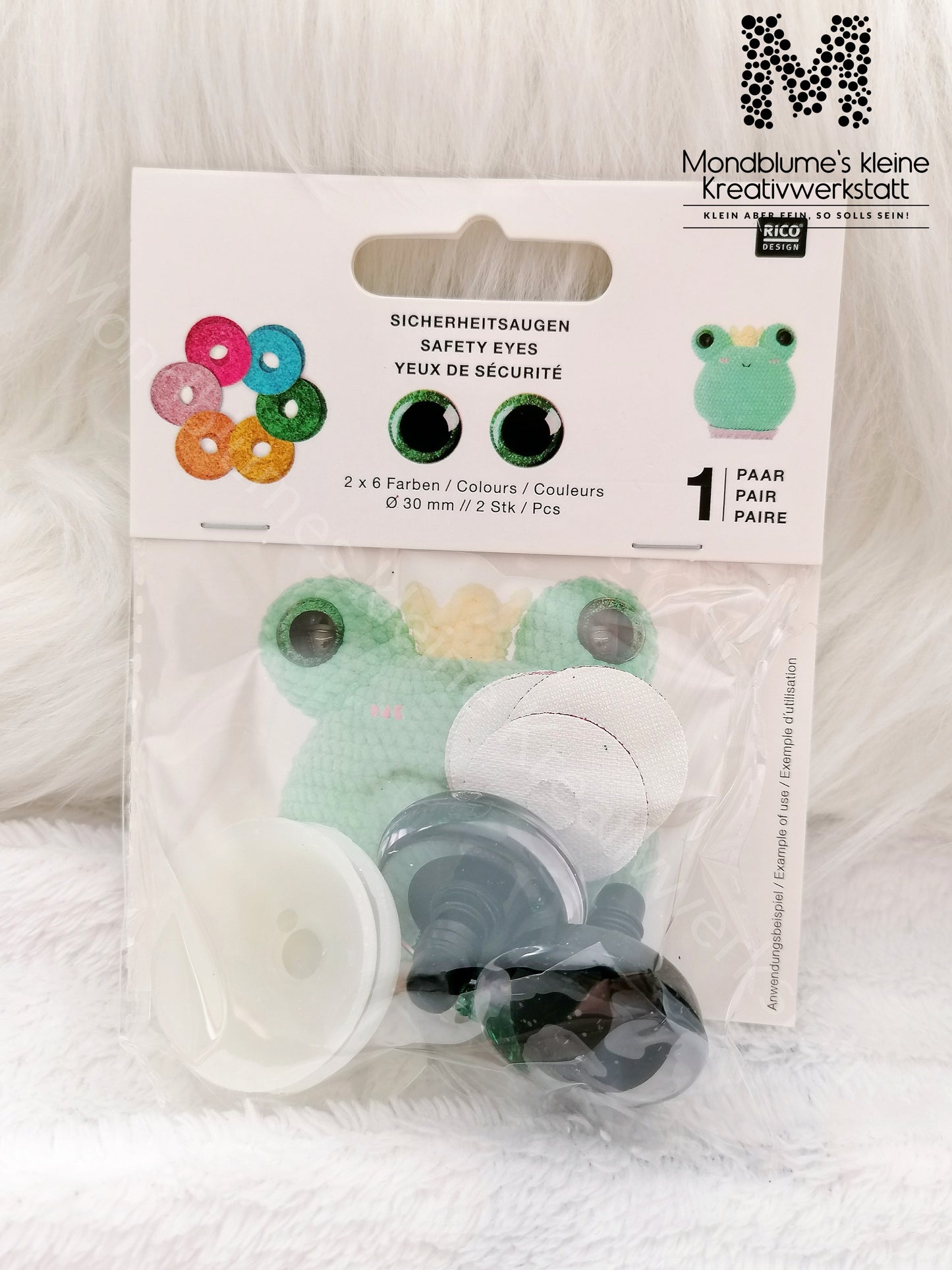 Rico Sicherheitsaugen 30mm Glitzer | 1 Paar 6 Farben