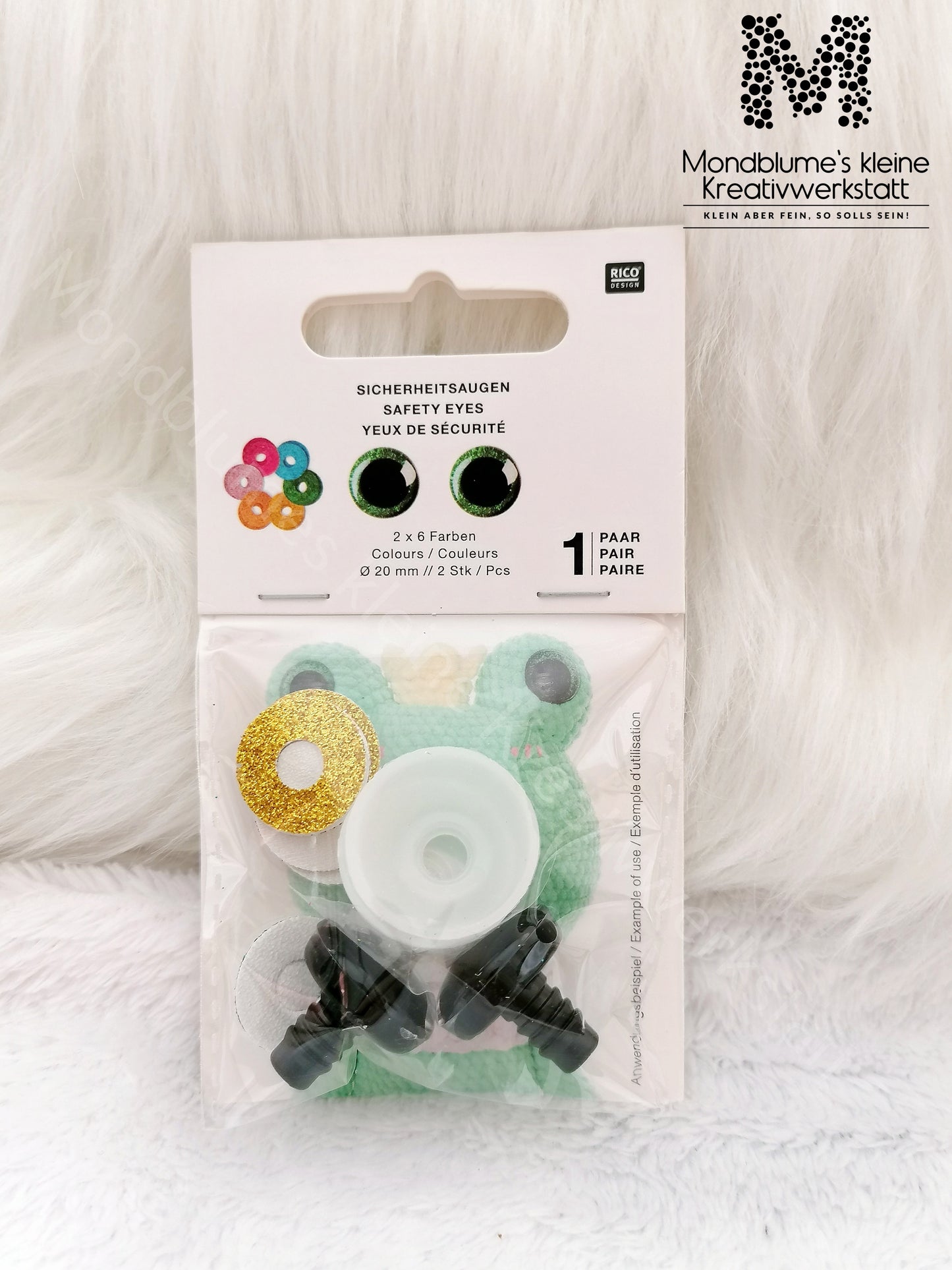 Rico Sicherheitsaugen 20mm Glitzer | 1 Paar 6 Farben