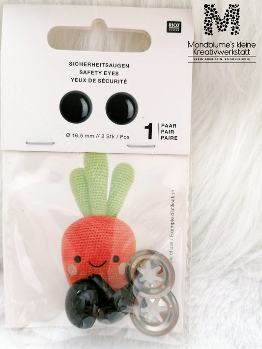 Rico Sicherheitsaugen 16,5mm schwarz | 1 Paar