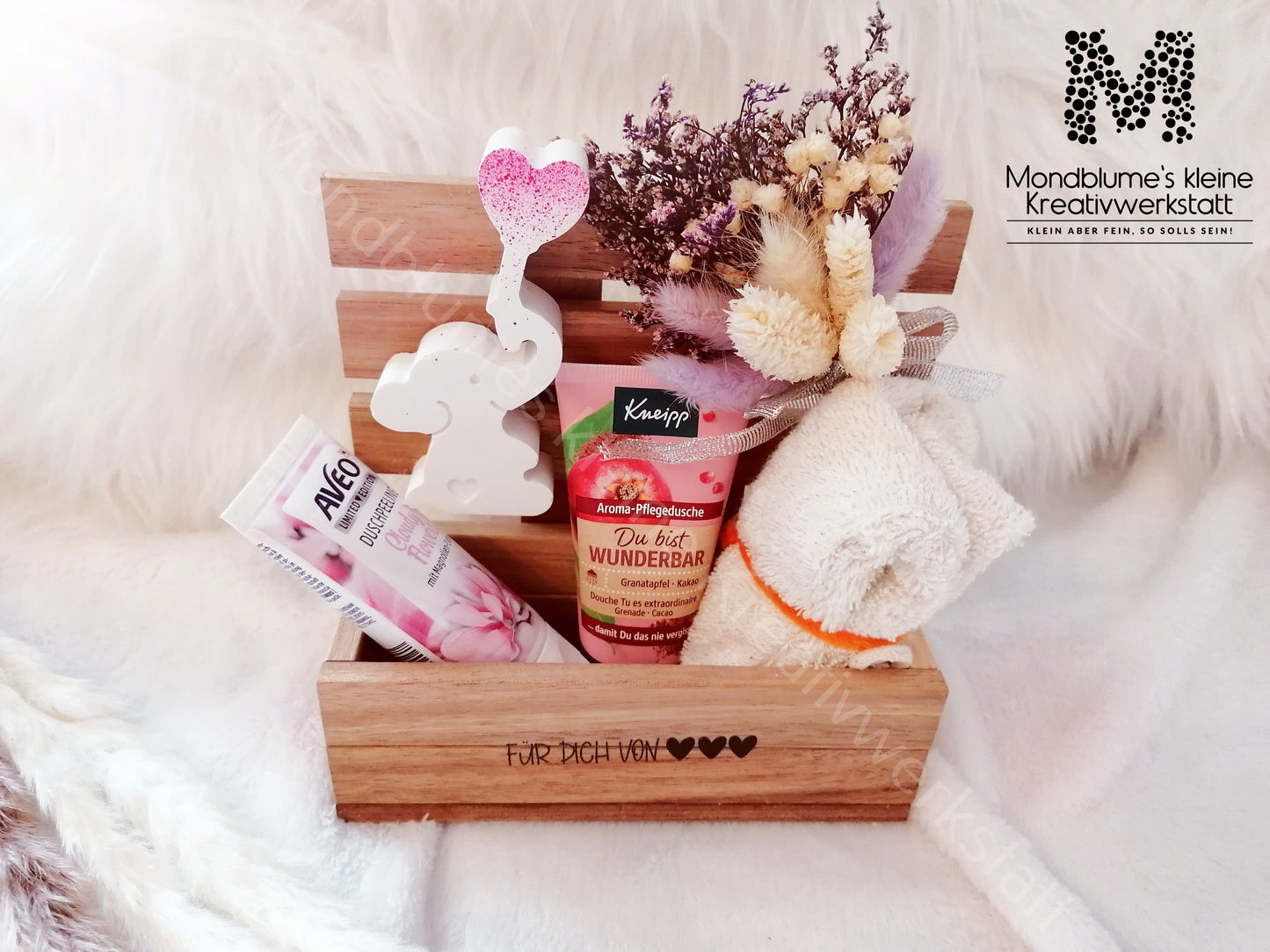 Wellness Geschenkbox aus Holz "Für dich von ♥" | Handgemacht