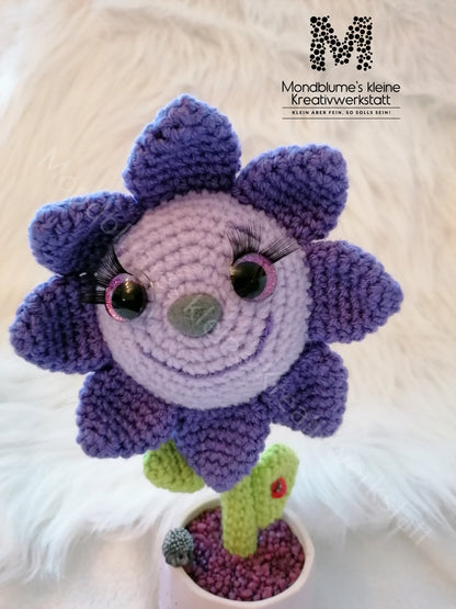 Fröhliche Häkelblume im bunten Topf | Handgemacht 23cm