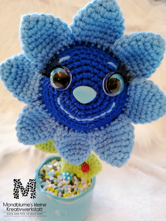Fröhliche Häkelblume im bunten Topf | Handgemacht 23cm