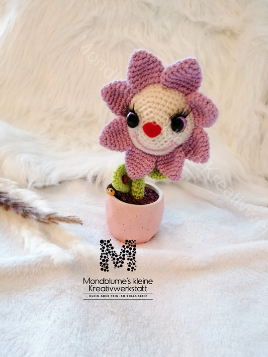 Fröhliche Häkelblume im bunten Topf | Handgemacht 23cm