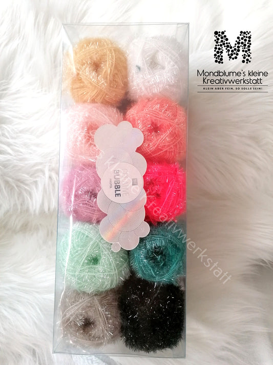 Rico Creative Bubble Set | 10 Farben Schwammgarn Set 50g