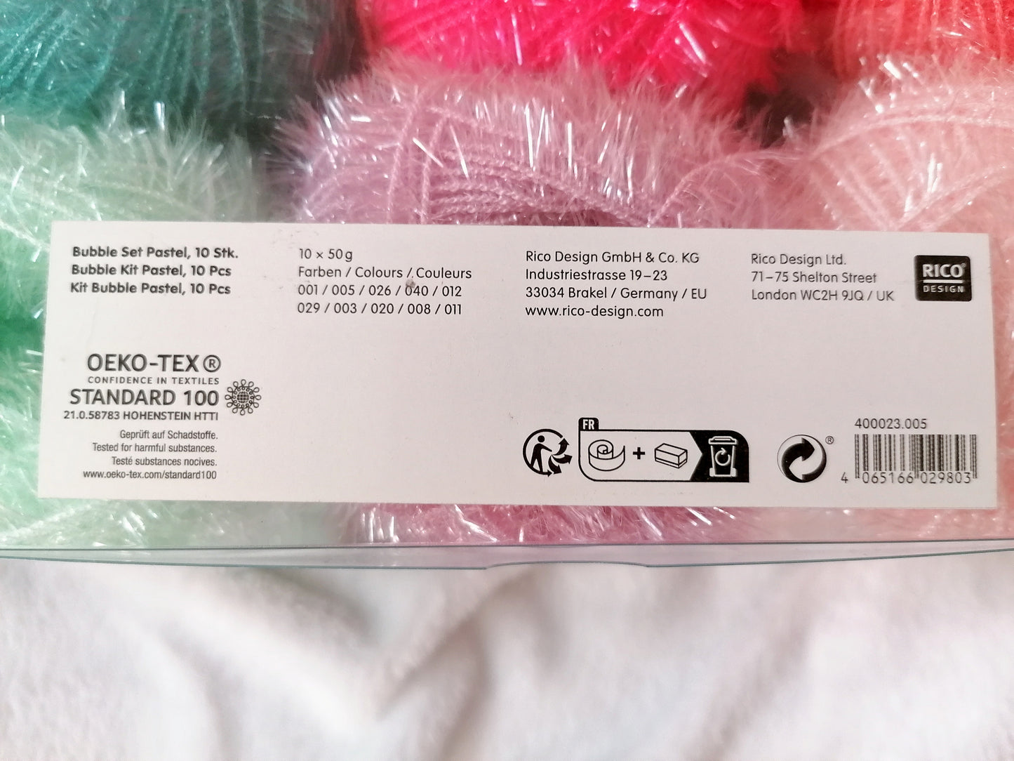 Rico Creative Bubble Set | 10 Farben Schwammgarn Set 50g