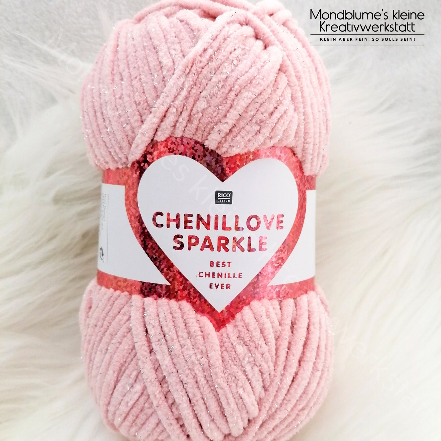 Rico Creative Chenillove Sparkle 100g | 7 Farben | Geprüft nach DIN EN 71-3 | Chenillegarn mit Glitzer