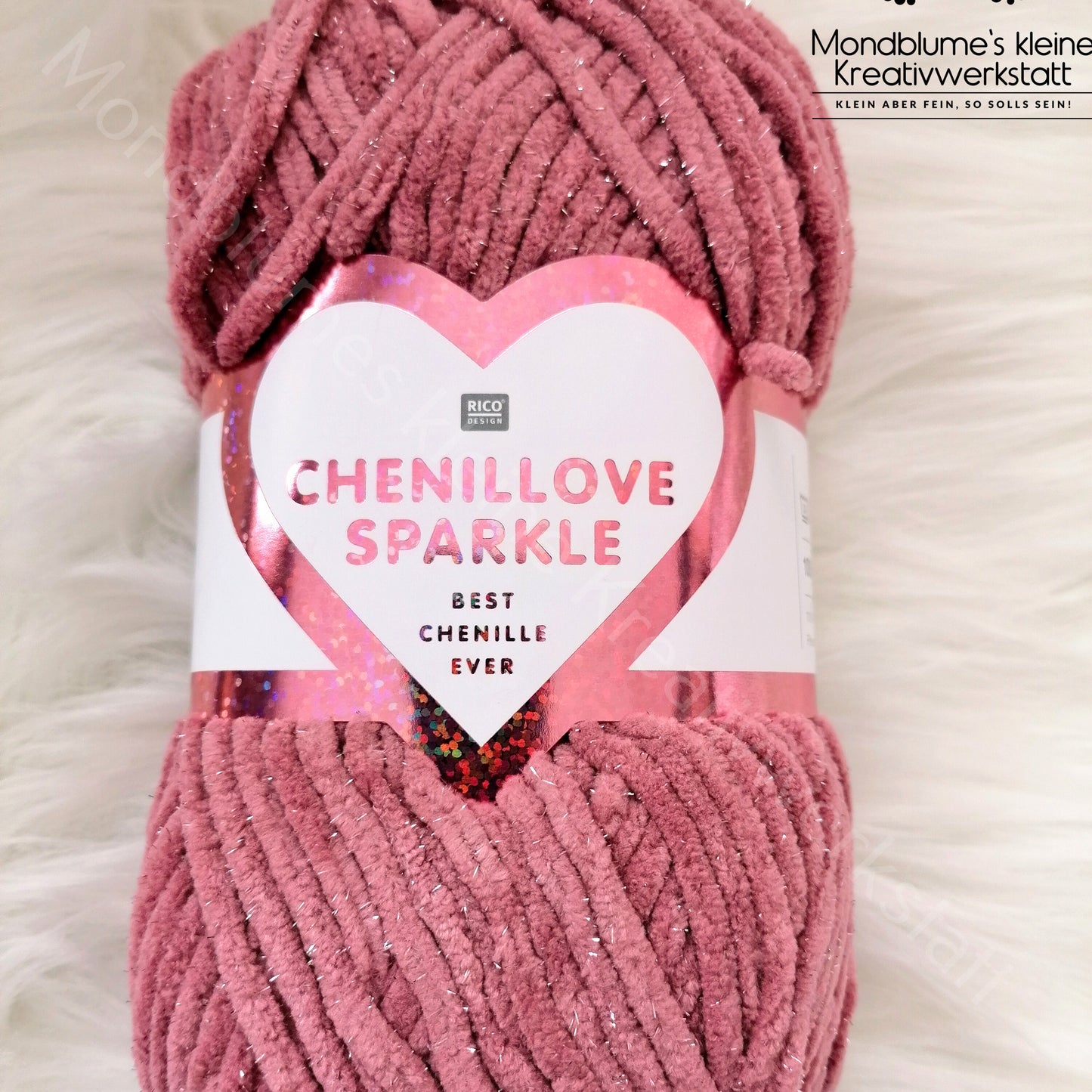 Rico Creative Chenillove Sparkle 100g | 7 Farben | Geprüft nach DIN EN 71-3 | Chenillegarn mit Glitzer