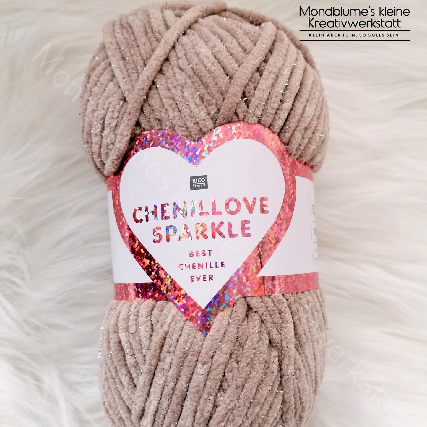 Rico Creative Chenillove Sparkle 100g | 7 Farben | Geprüft nach DIN EN 71-3 | Chenillegarn mit Glitzer