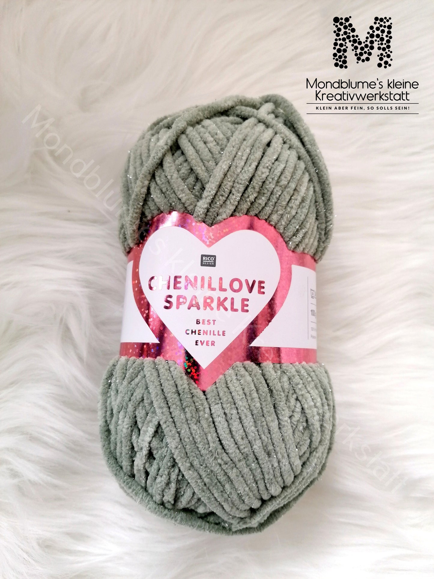 Rico Chenillove Sparkle Salbei 005 | Chenillegarn Glitzer 100g
