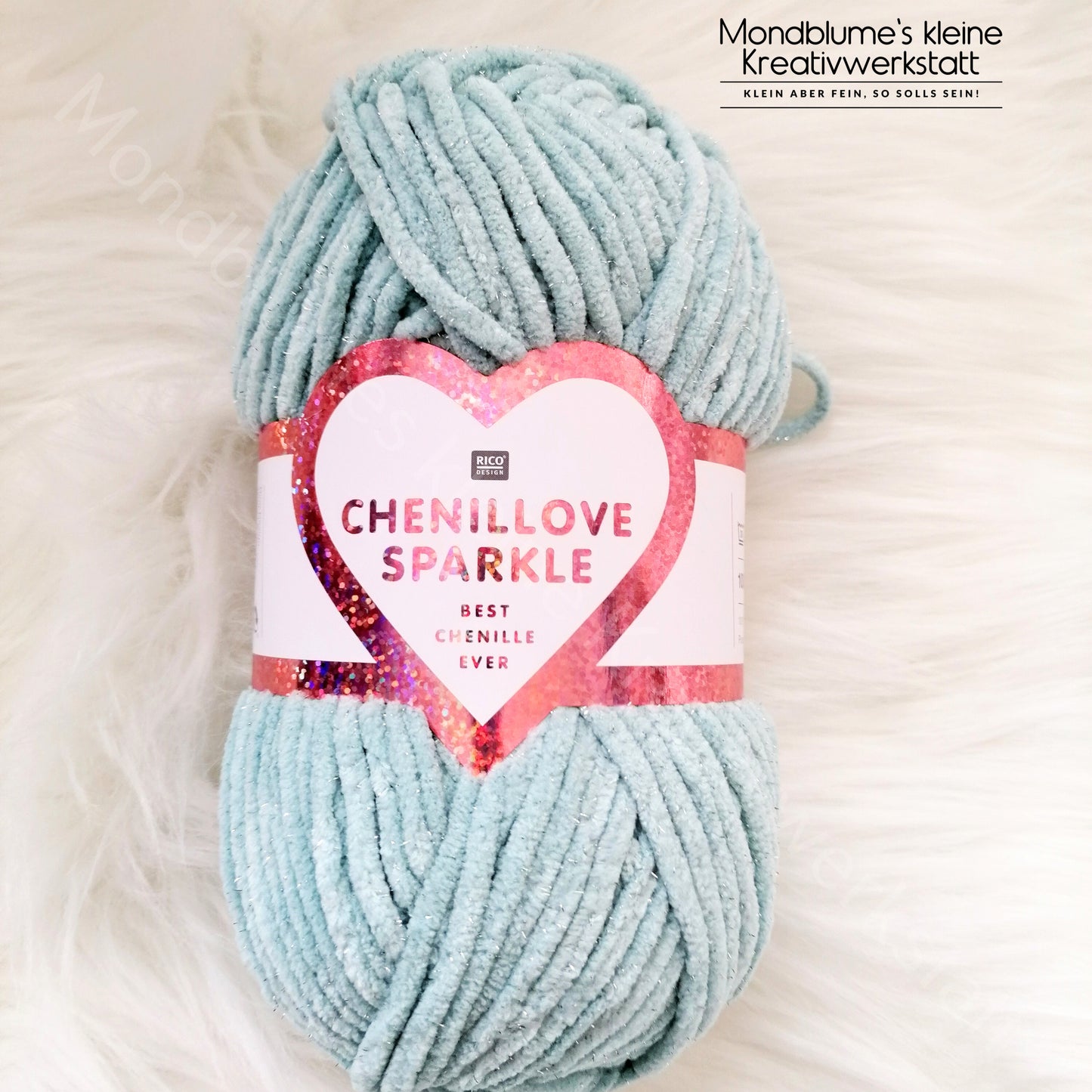 Rico Creative Chenillove Sparkle 100g | 7 Farben | Geprüft nach DIN EN 71-3 | Chenillegarn mit Glitzer