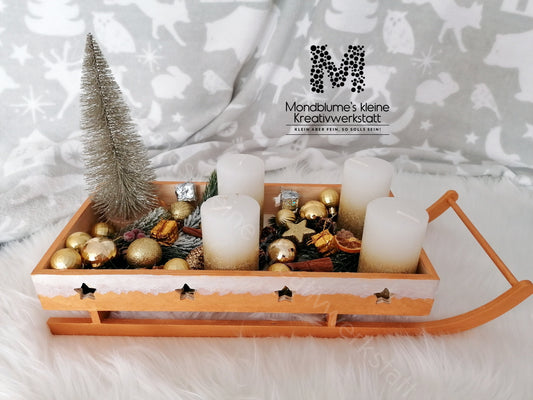 Wunderschöner und einzigartiger Adventschlitten in Gold