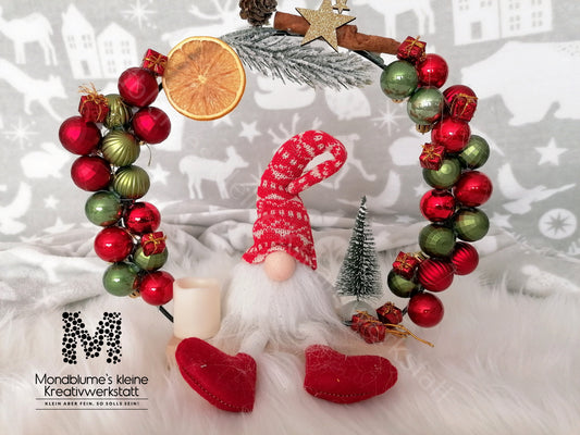 Deko Weihnachtswichtel im strahlenden Weihnachtsbogen | Handgemacht