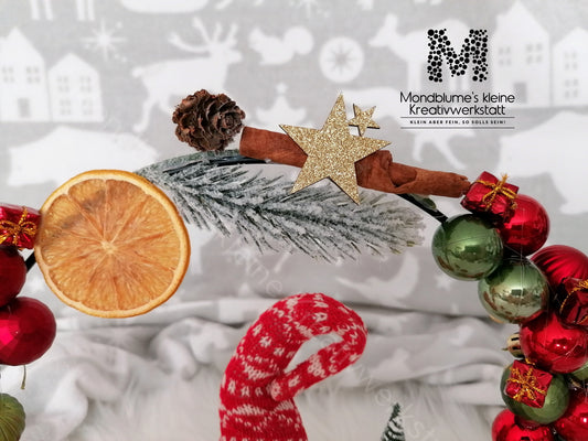 Deko Weihnachtswichtel im strahlenden Weihnachtsbogen | Handgemacht