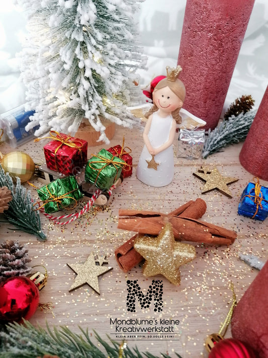 Adventteller mit Kerzen und LED Tannenbaum